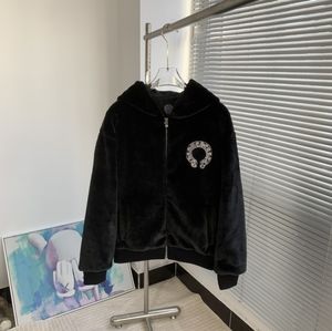 Chrome Heart Autumn and Winter Lettered Velvet Zipper Cardigan Jacket